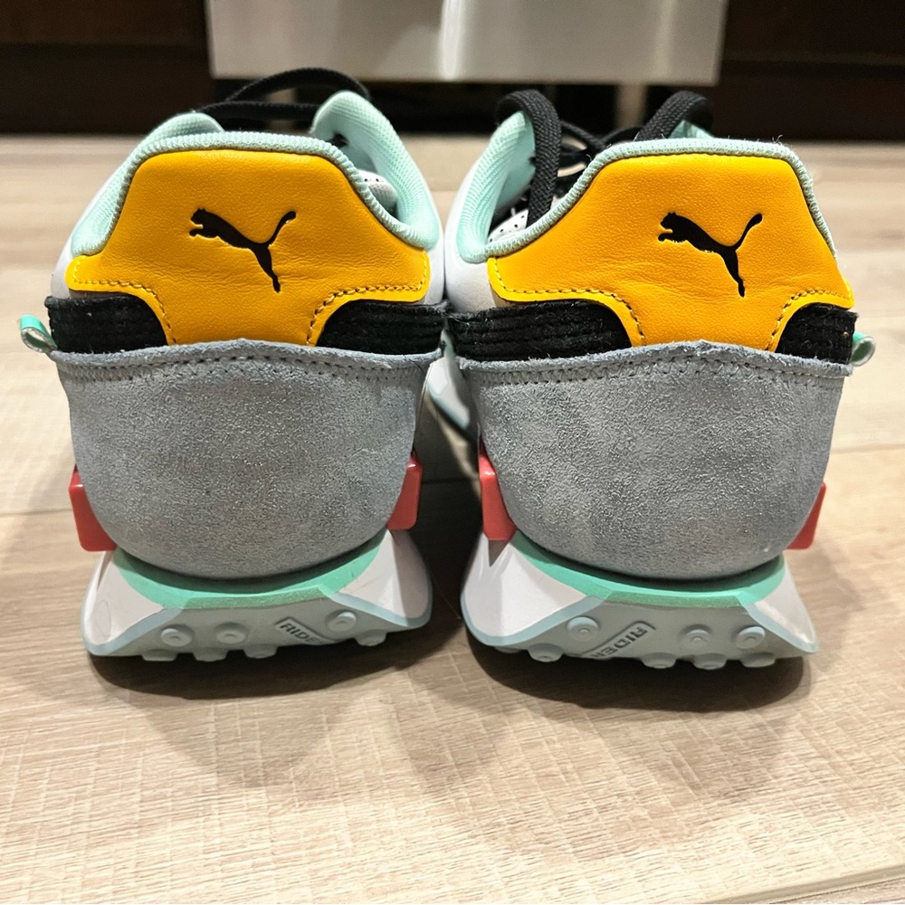 Puma White and Yellow Athletic Shoes - Picture 4 of 6